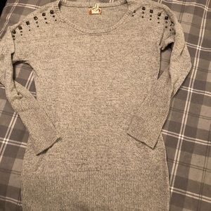 Tunic style sweater with stud embellishments